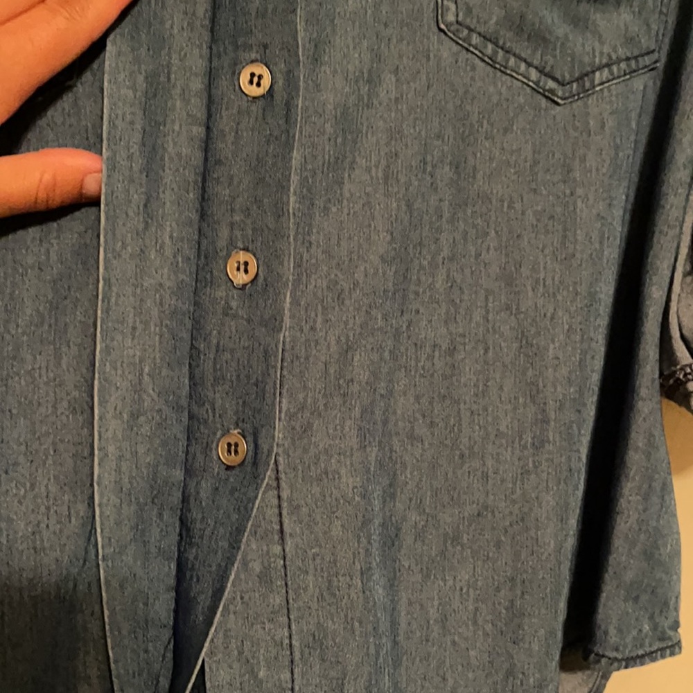 Karlie High Low Chambray Button Down - image 6